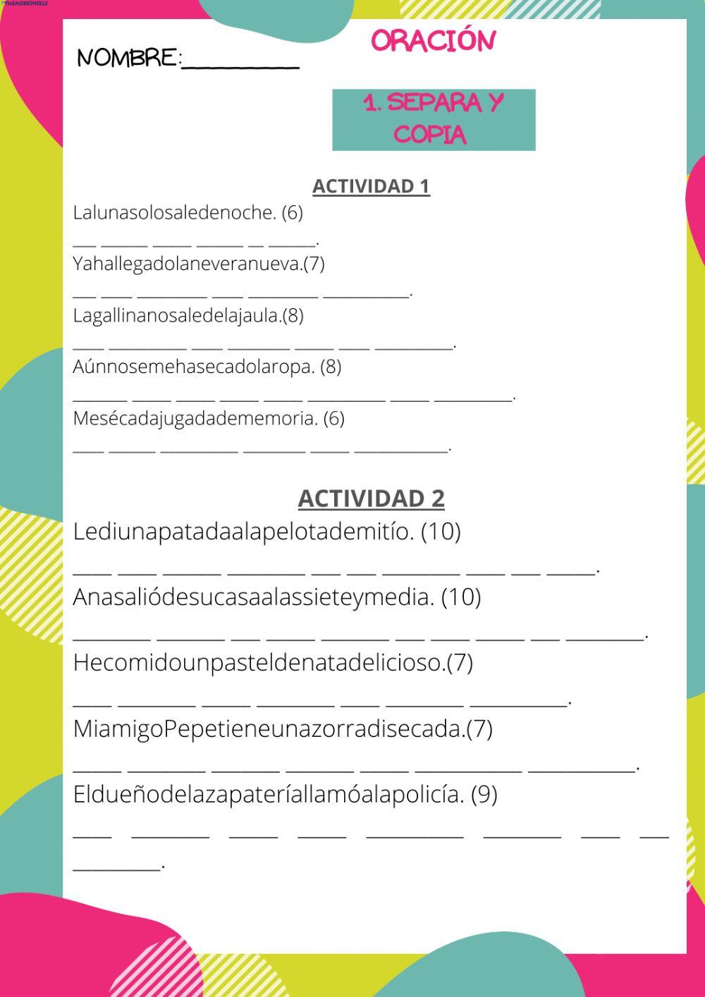 Separación de oraciones