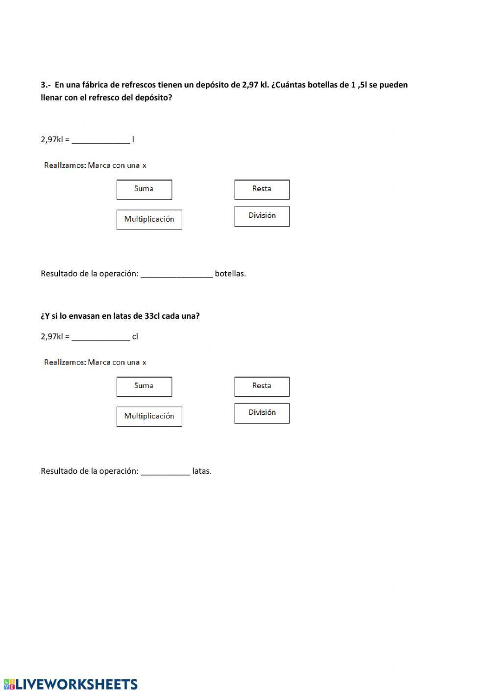 Problemas con medidas