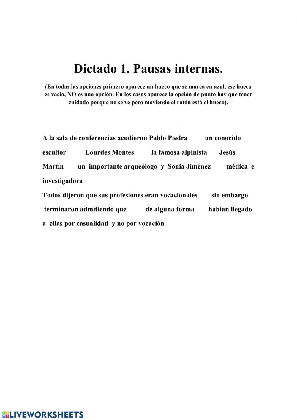 Dictado pausas internas