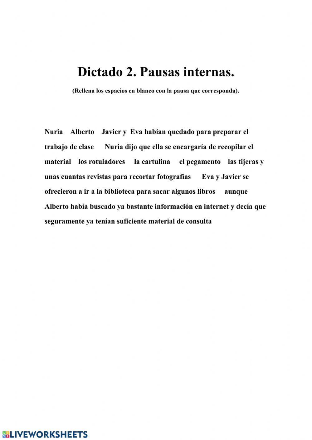 Dictado pausas internas