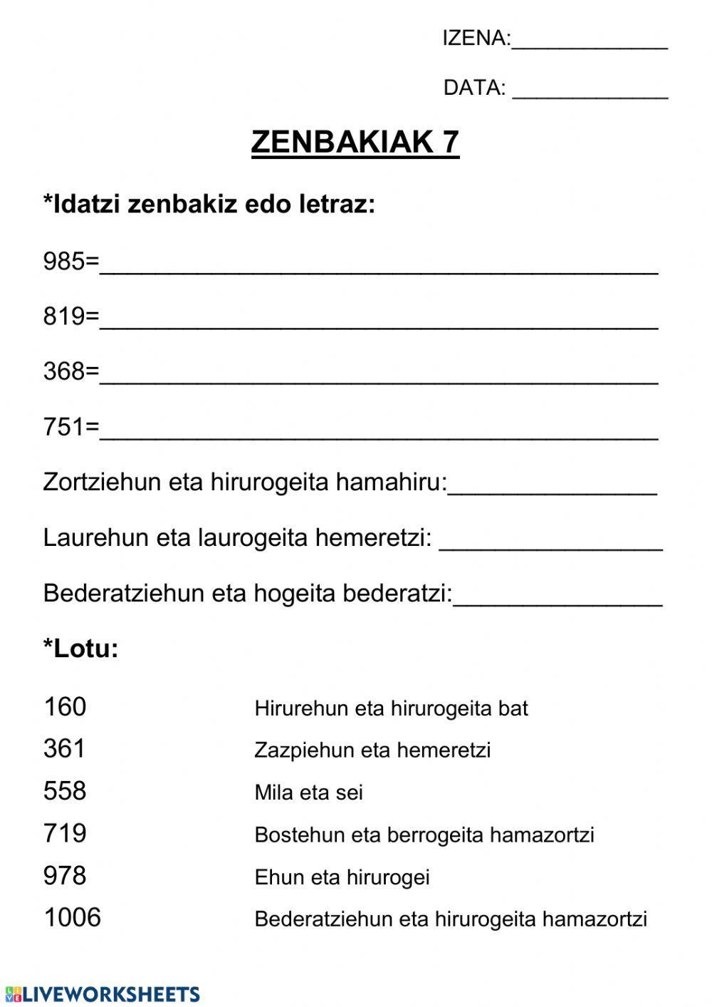 Zenbakiak 7 Zenbakiak 7