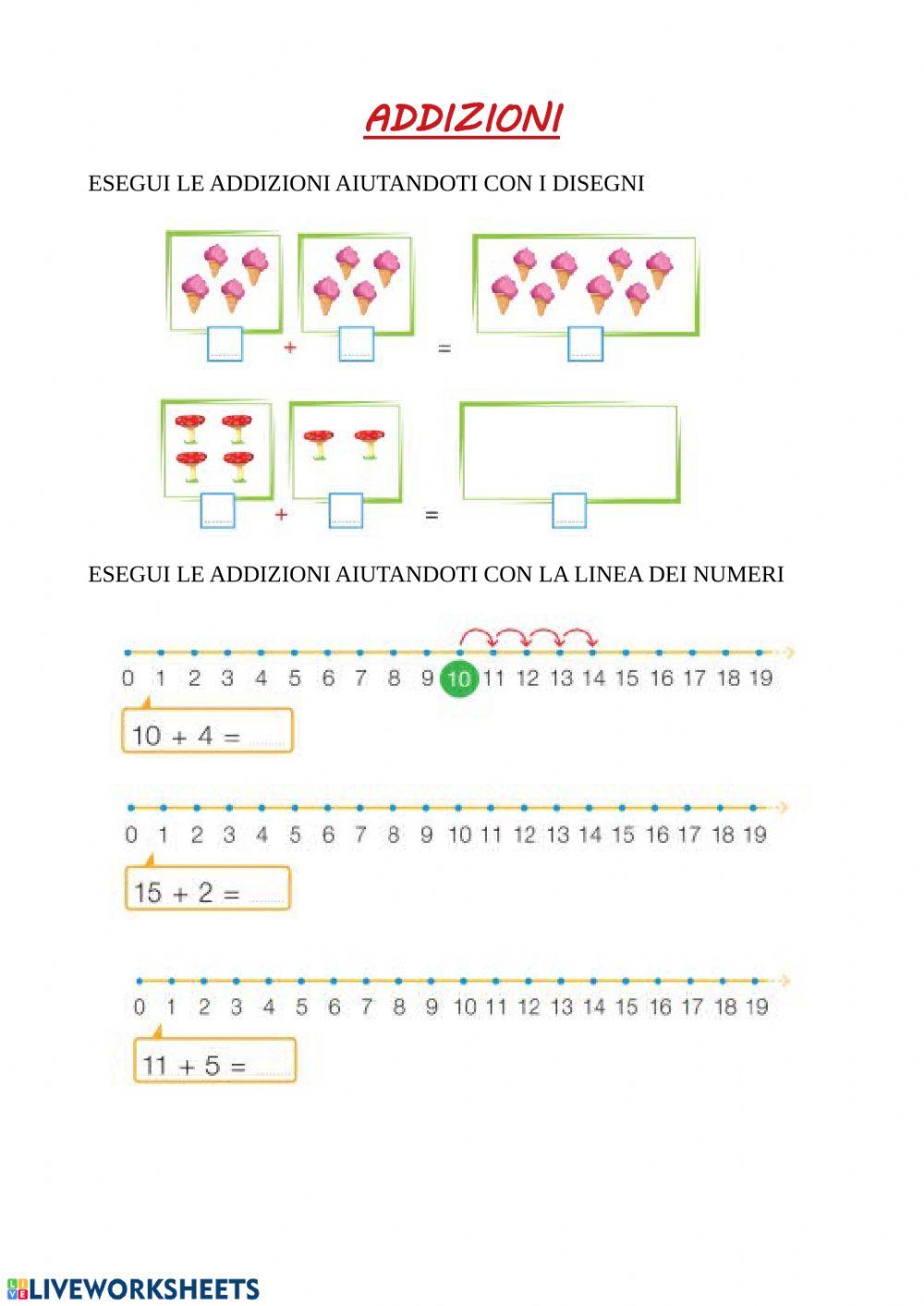 Addizioni entro il 20