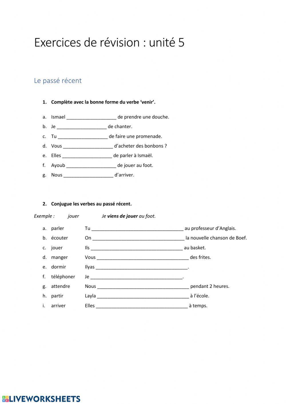 Révision unité 5