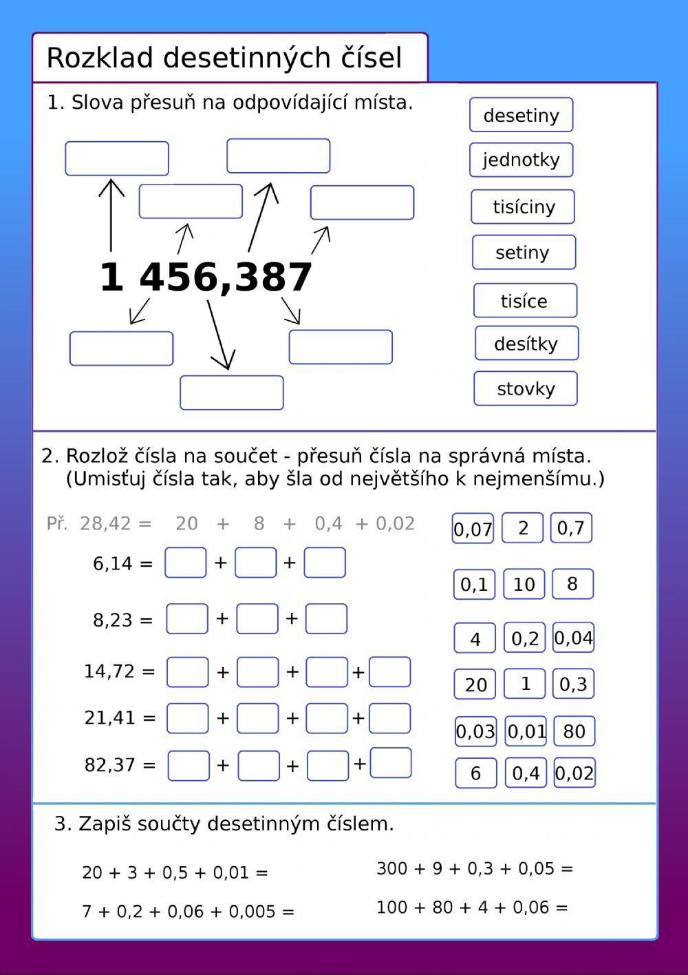 Rozklad desetinných čísel