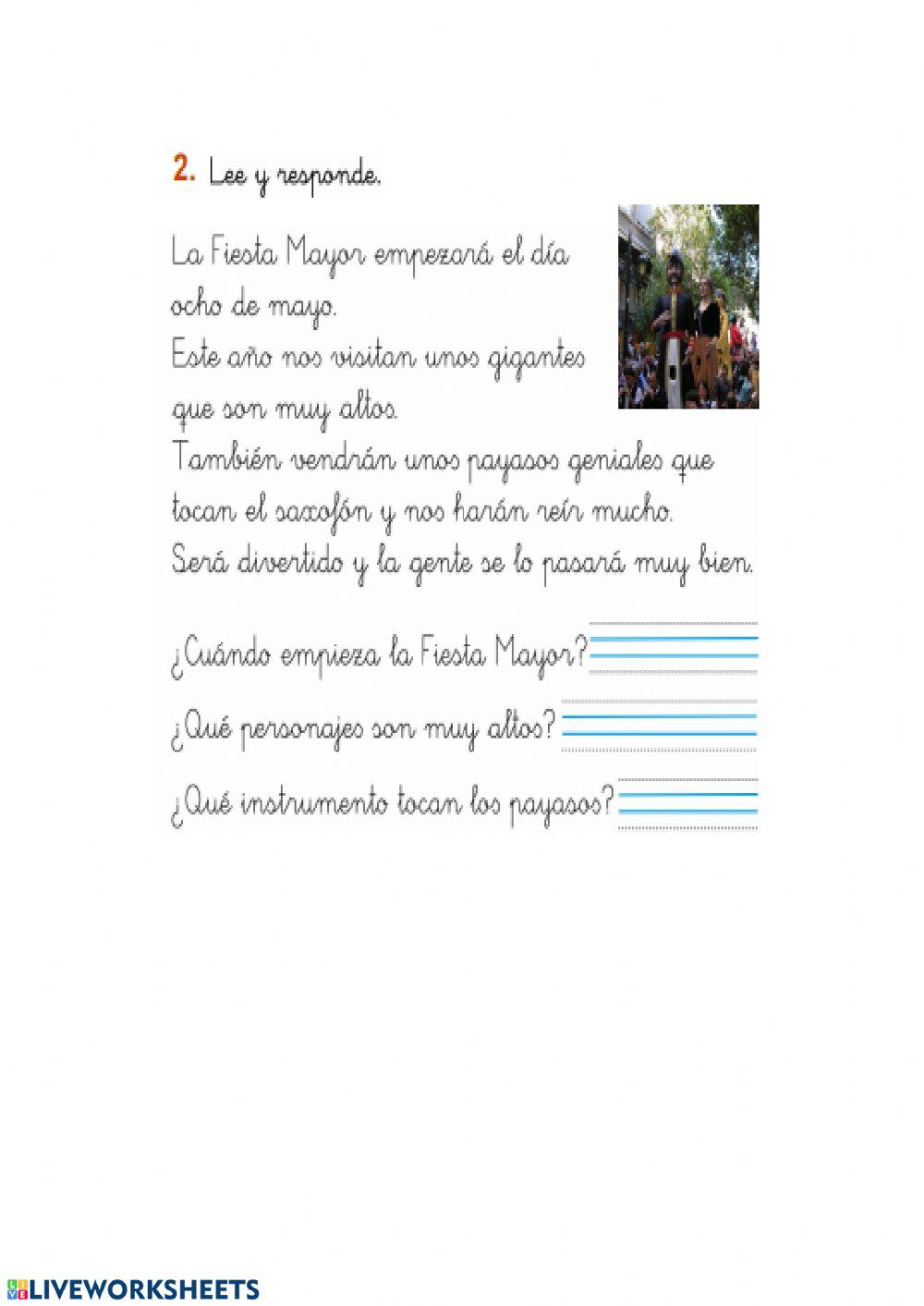 Compresión lectora worksheet | Live Worksheets