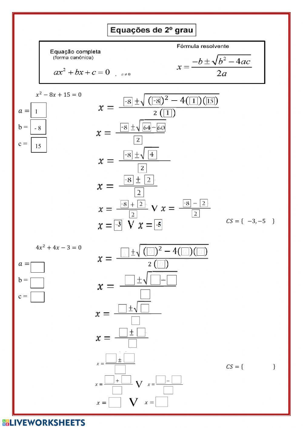 Equações do 2º Grau - III - Racha Cuca