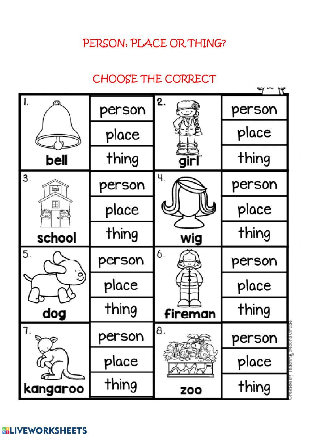 Person, place, thing