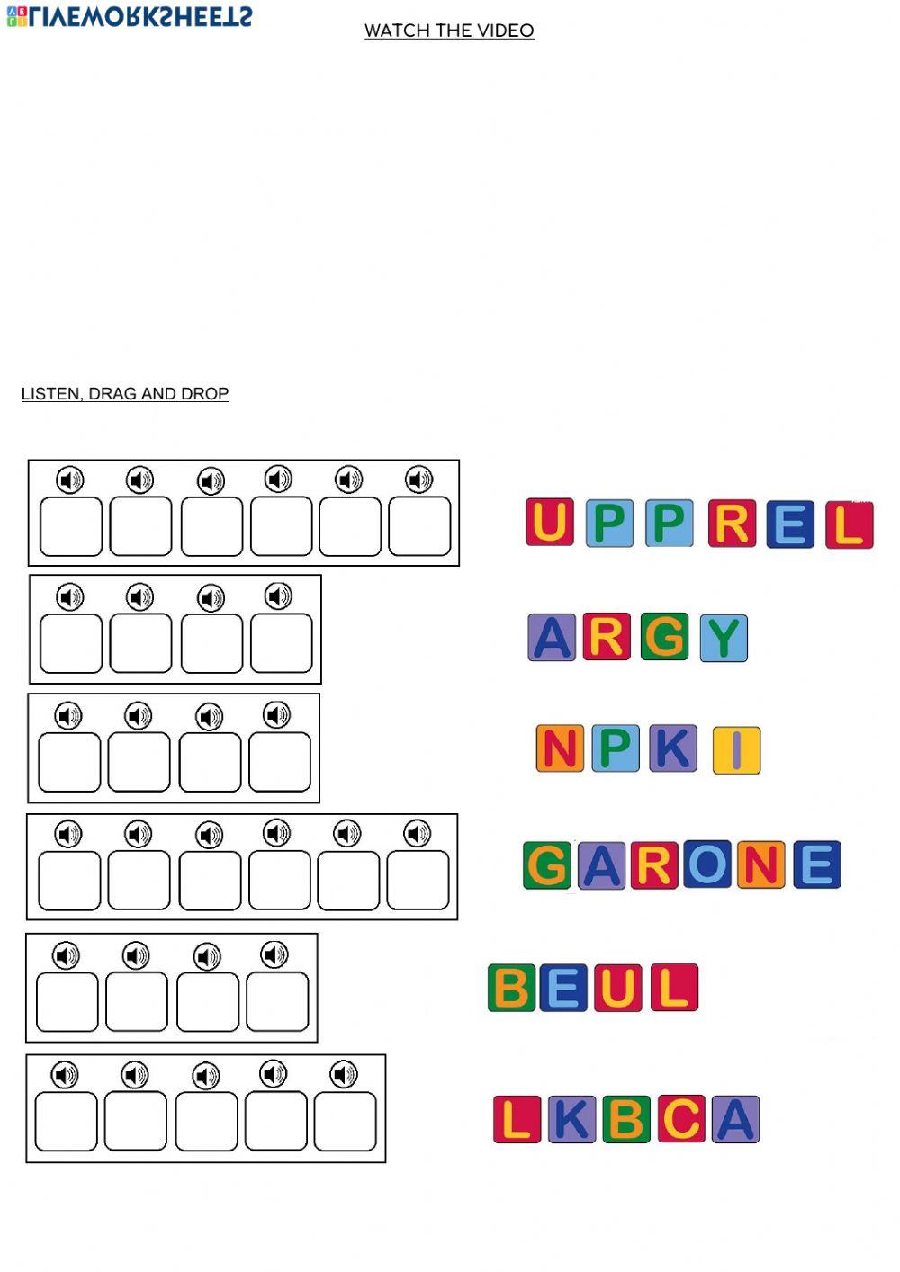 Alphabet drag and drop