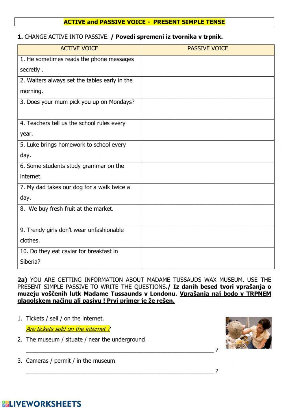 Active and Passive Voice- Present Simple Tense