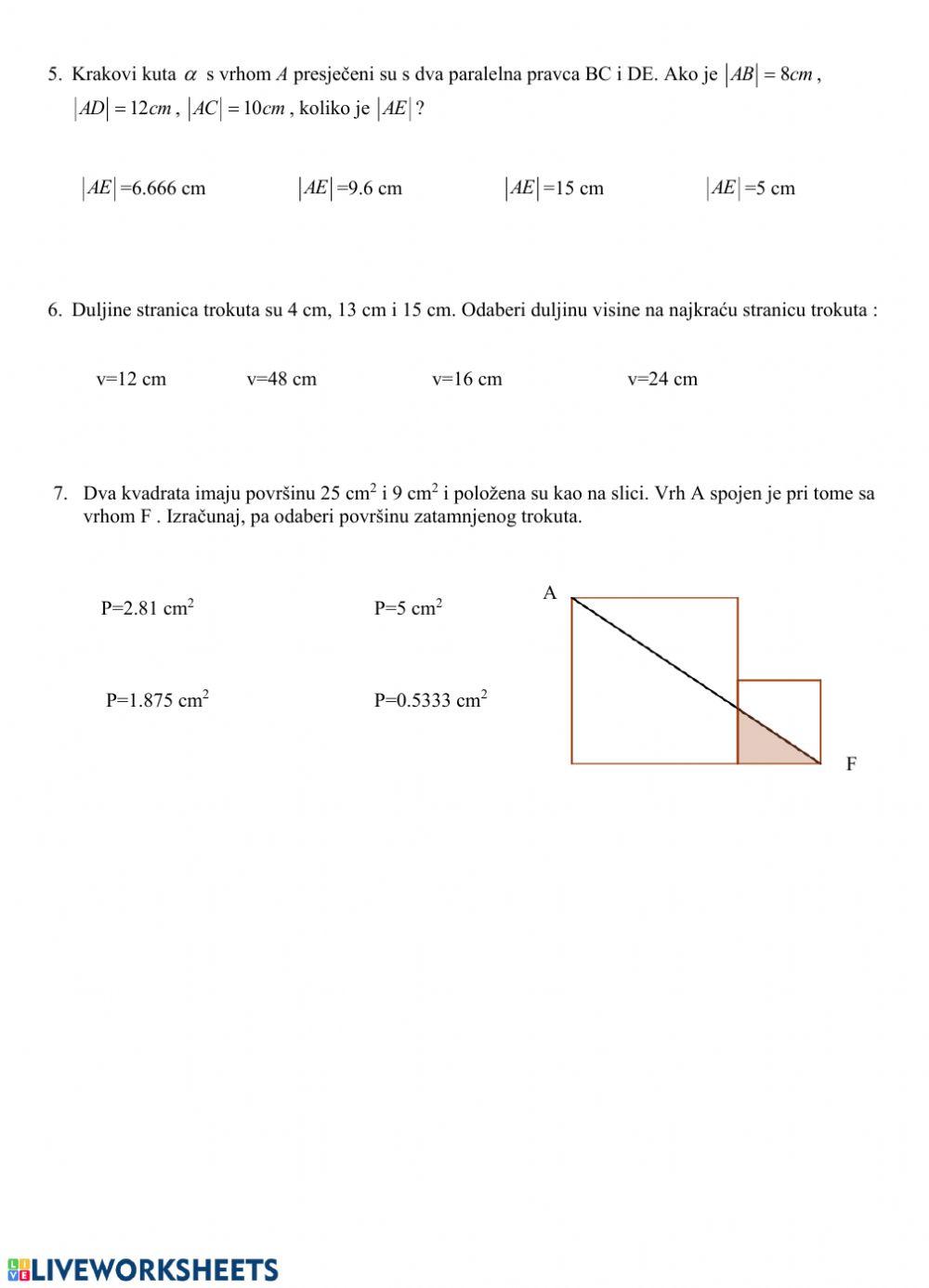 Sukladnost, proporcionalnost, Talesov poucak
