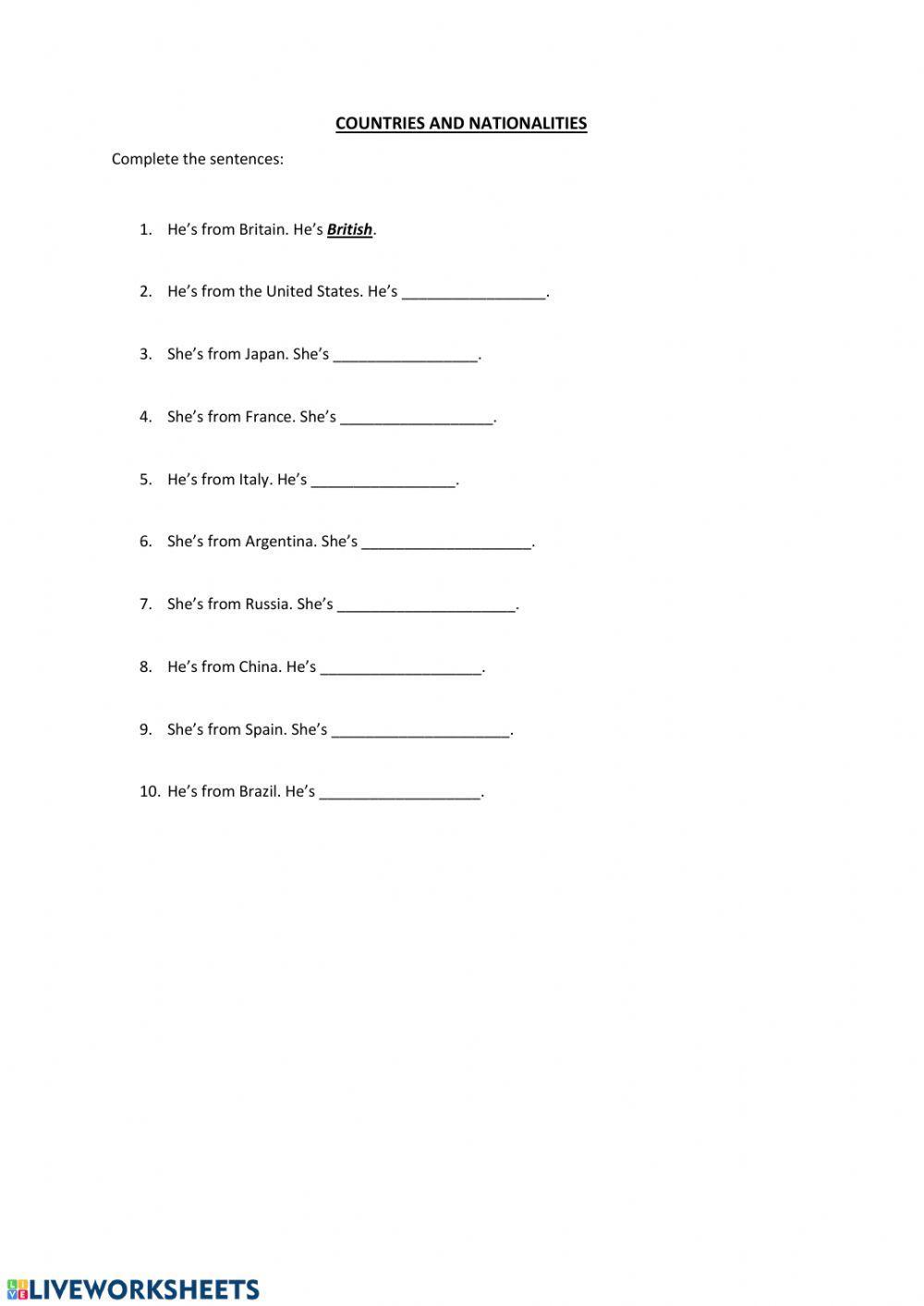 Países y nacionalidades