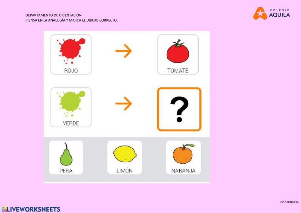 Analgías. pincha en la imagen correcta