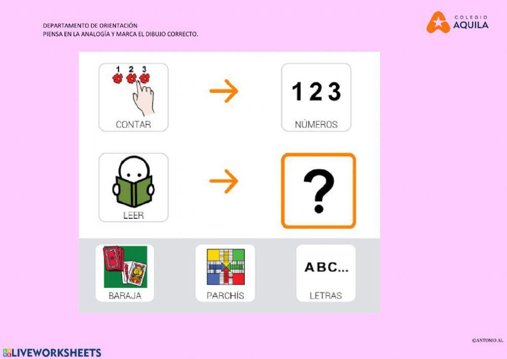 Analgías. pincha en la imagen correcta