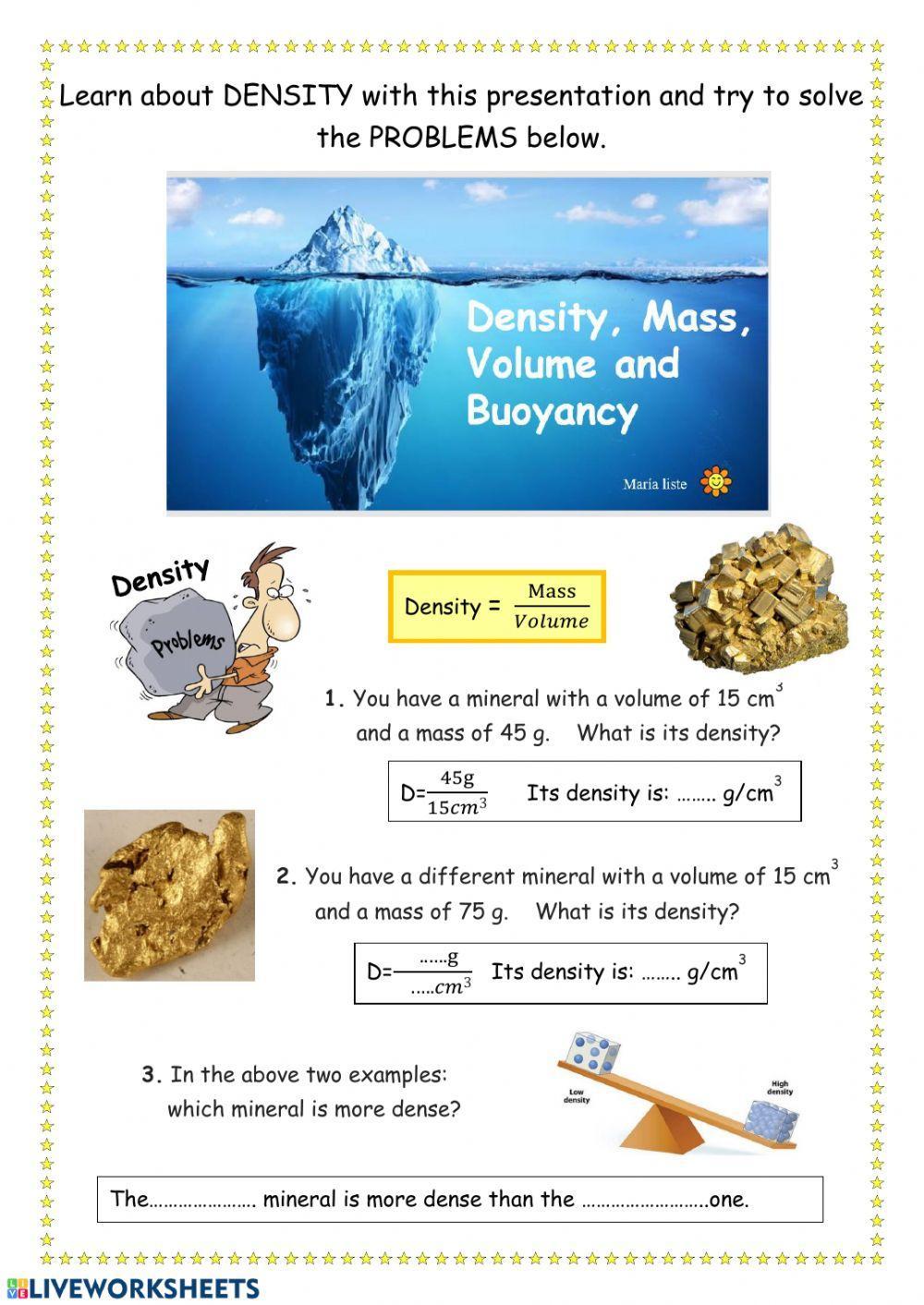 Density. Power Point and Problems