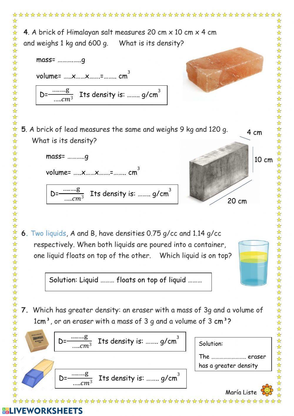 Density. Power Point and Problems