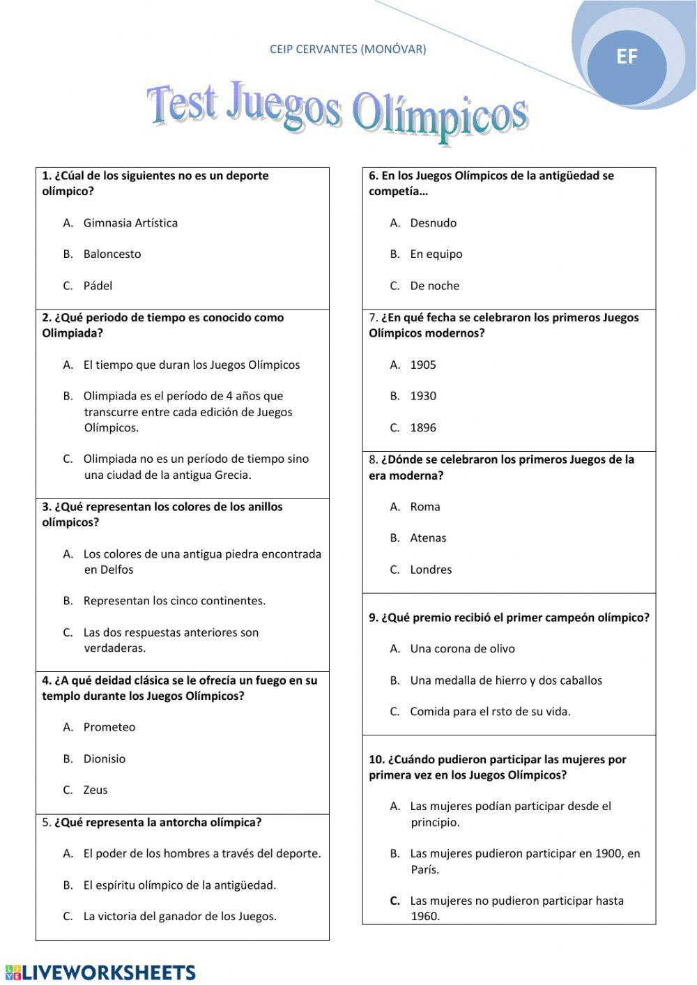 Test: Juegos Olímpicos