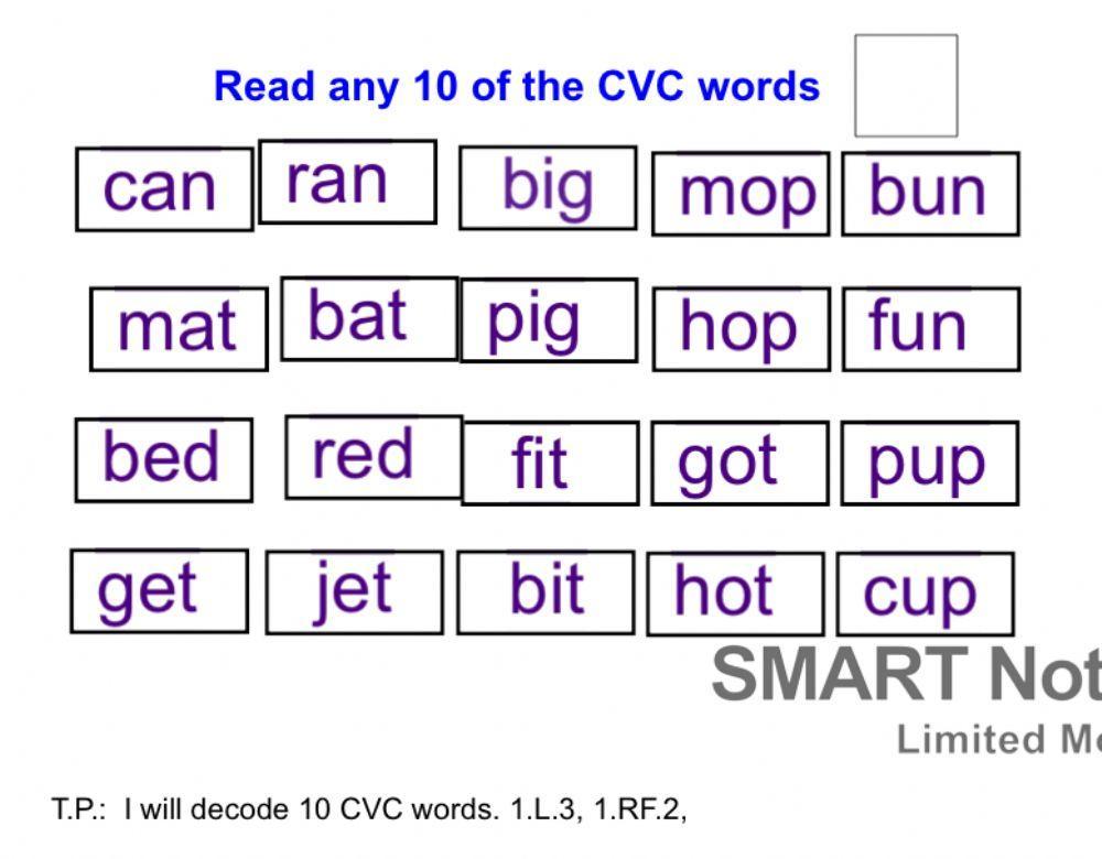 Reading 60: Read CVC Words Reading 60: Read CVC Words