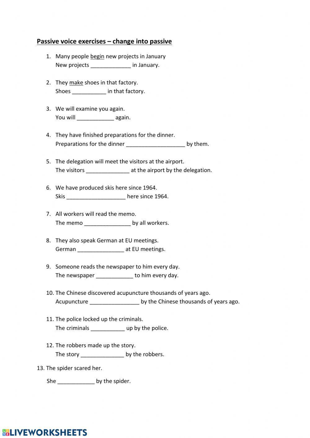 E8 Passive voice exercises