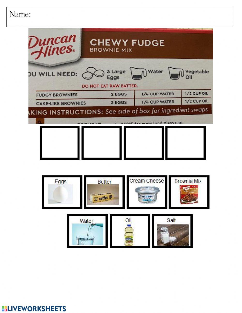 Brownie ingredients (l)