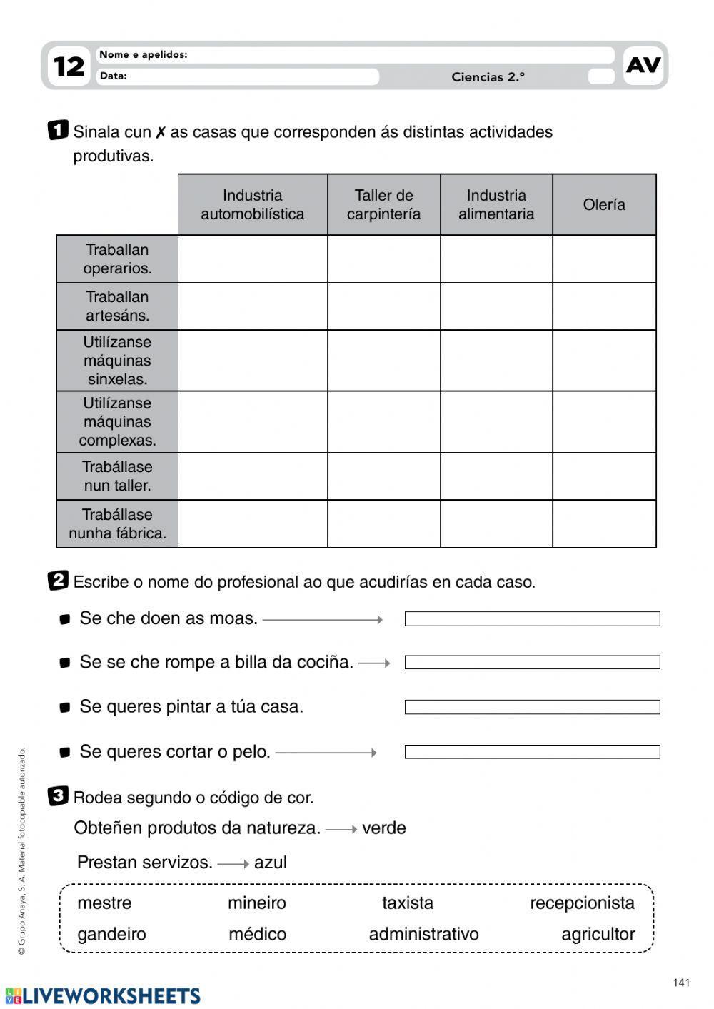 Traballos que prestan servizos
