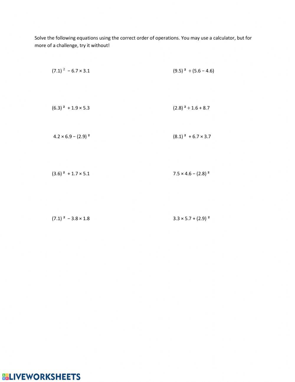 Decimals and Order of Ops