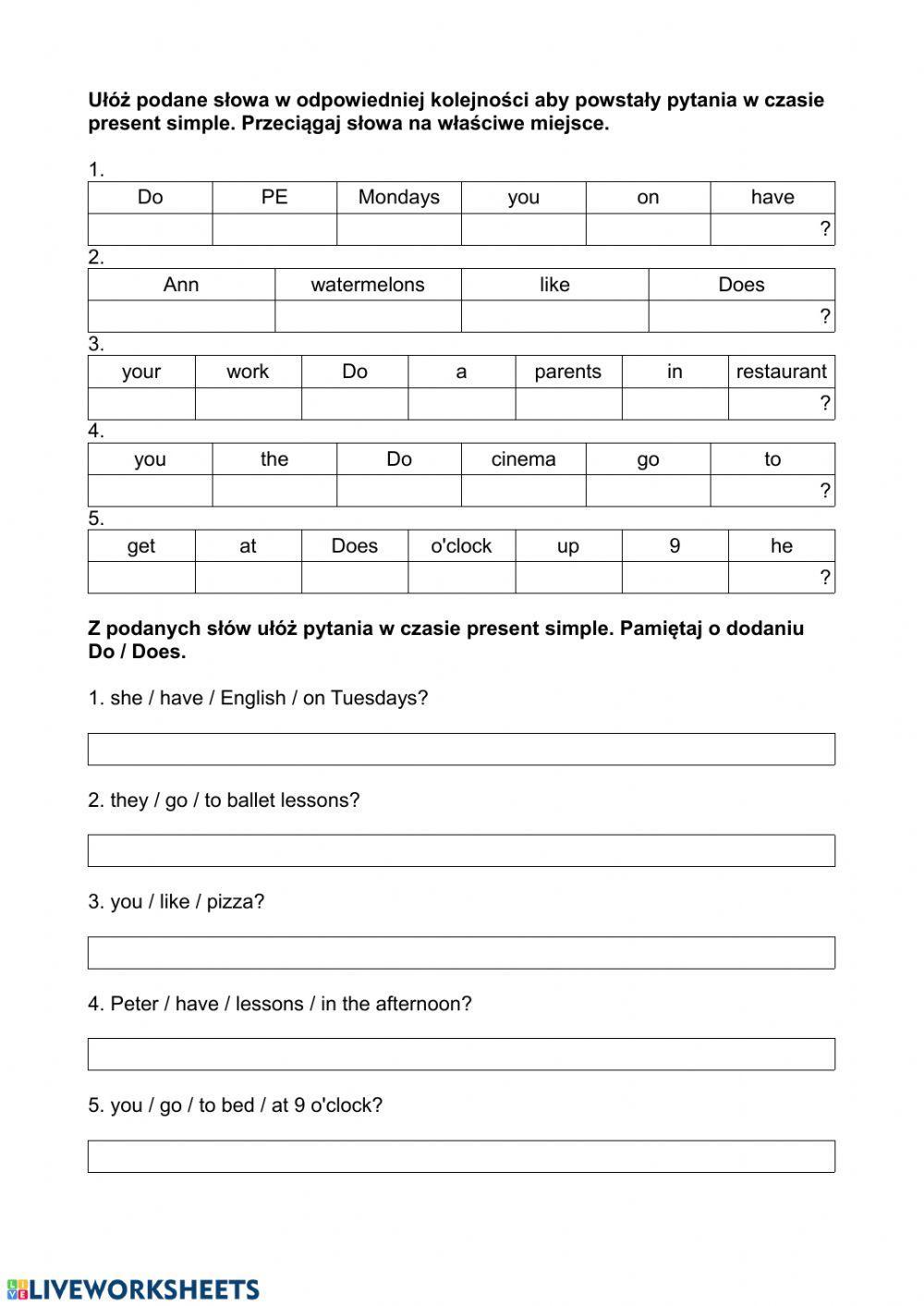 Present simple questions