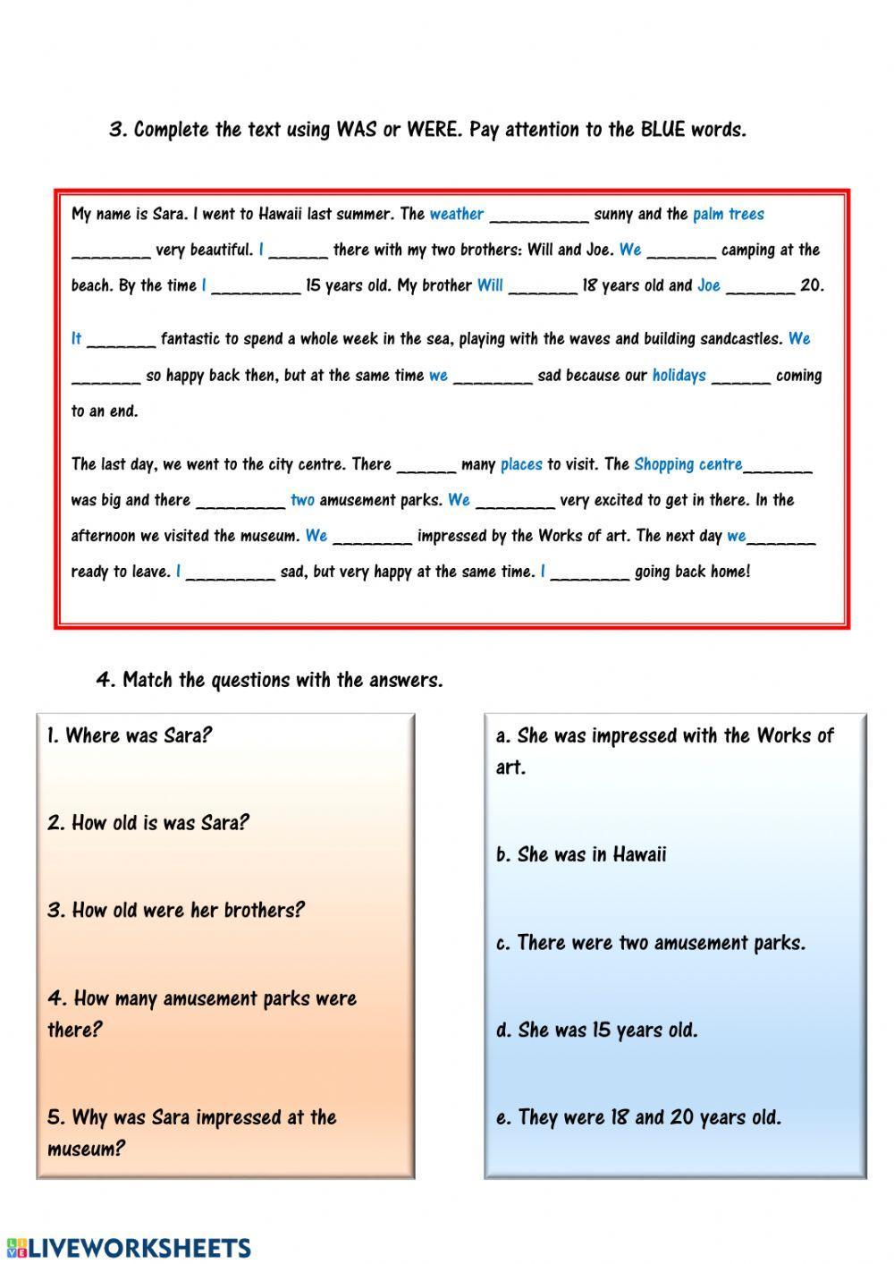 Past simple of verb to be