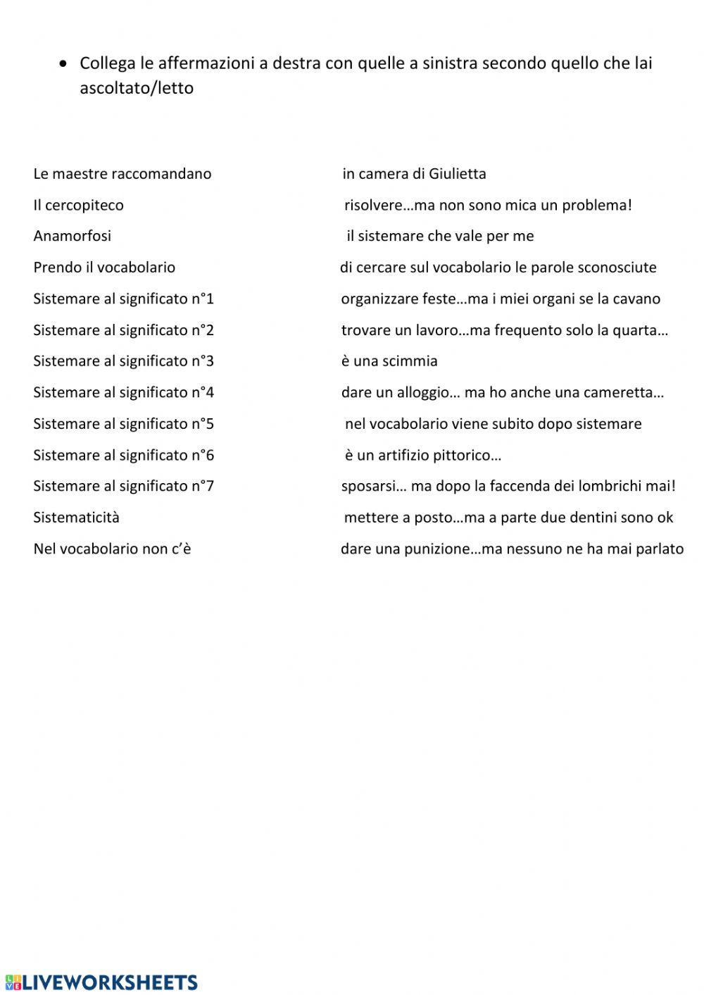 Il vocabolario incompleto