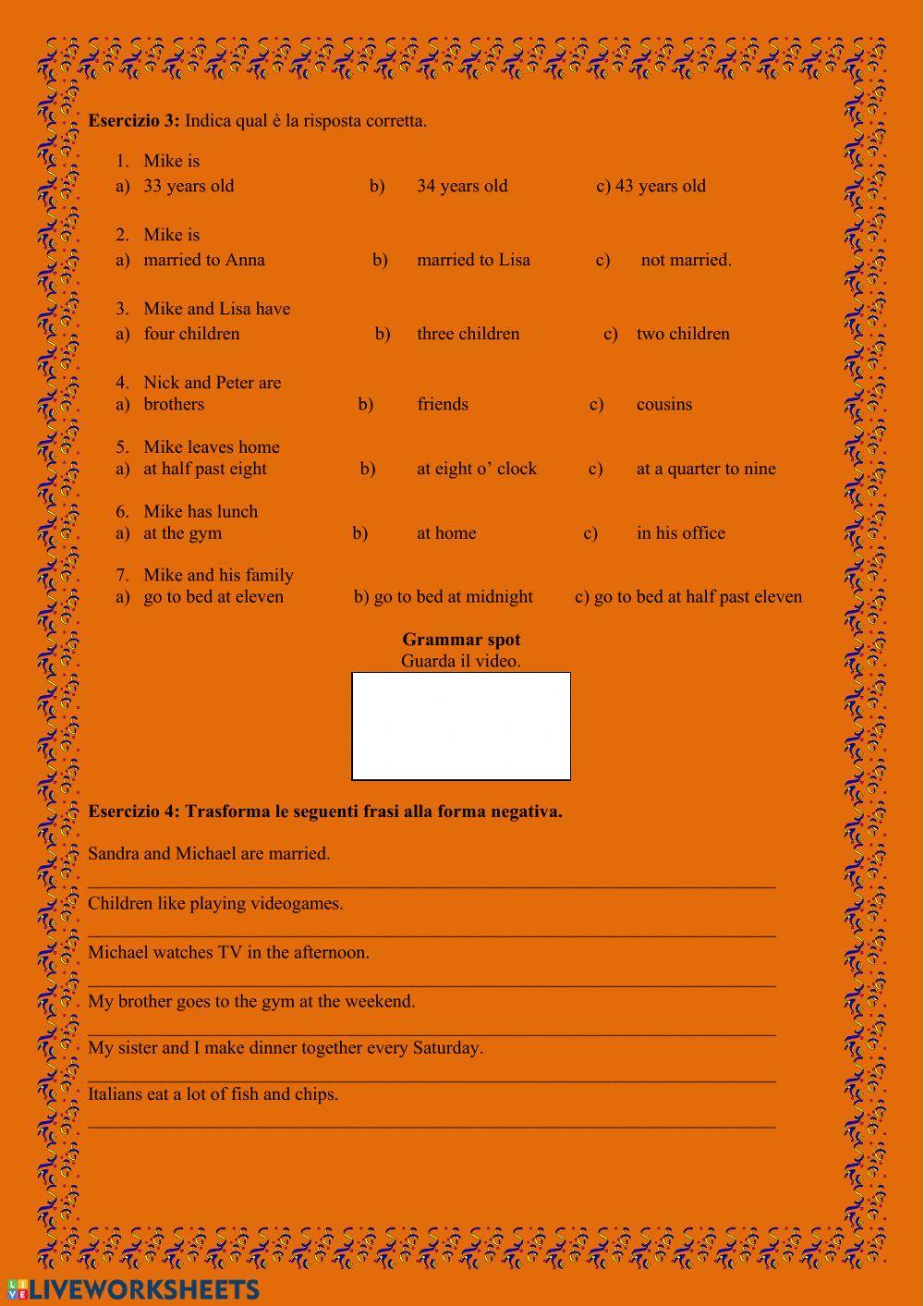 UDA 3.5 Reading exercice: Mike's daily routine