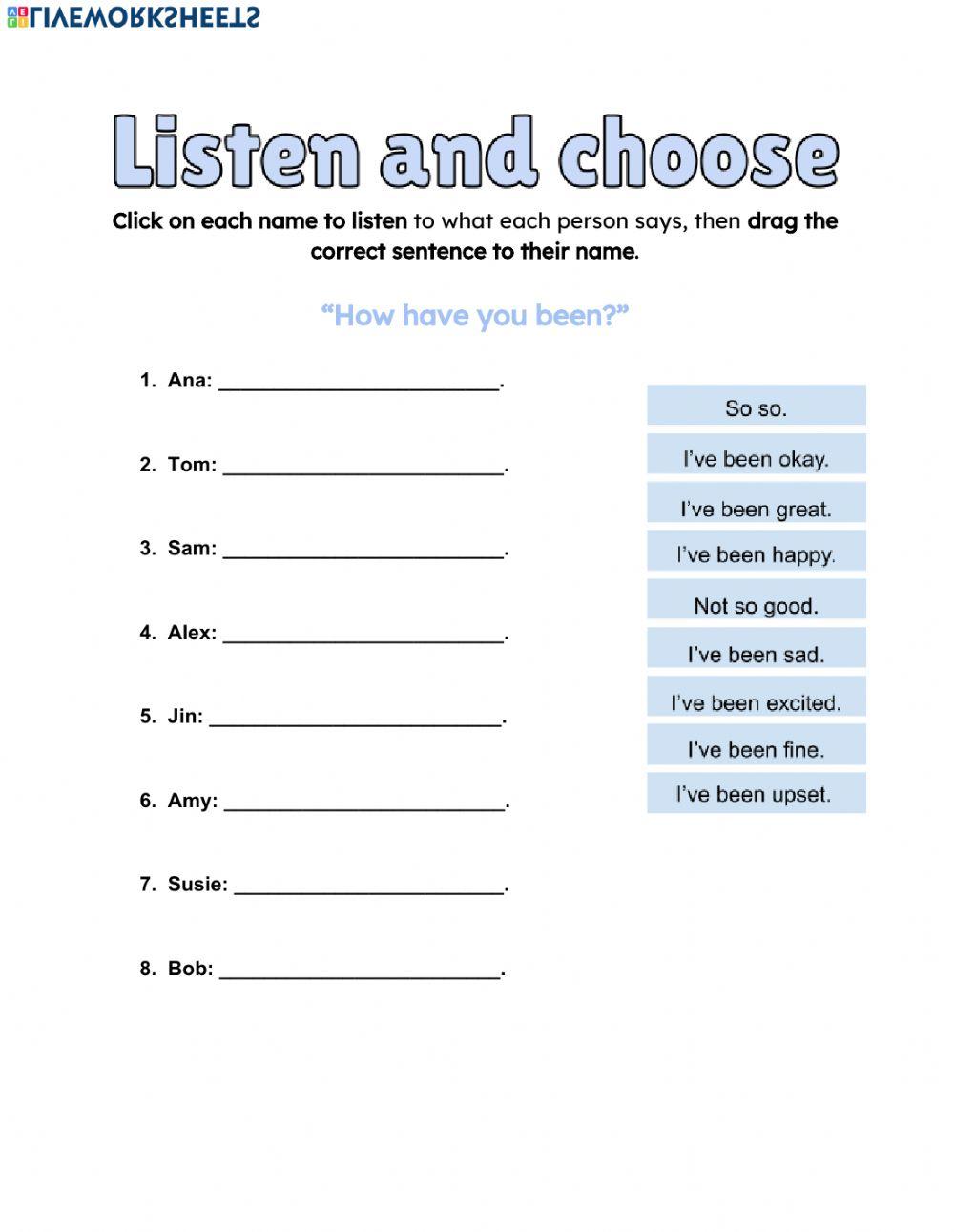 Grade 3: How have you been (Listen and Choose)
