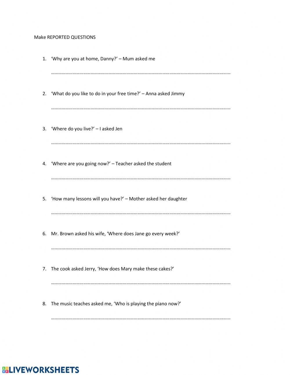 Reported questions practice
