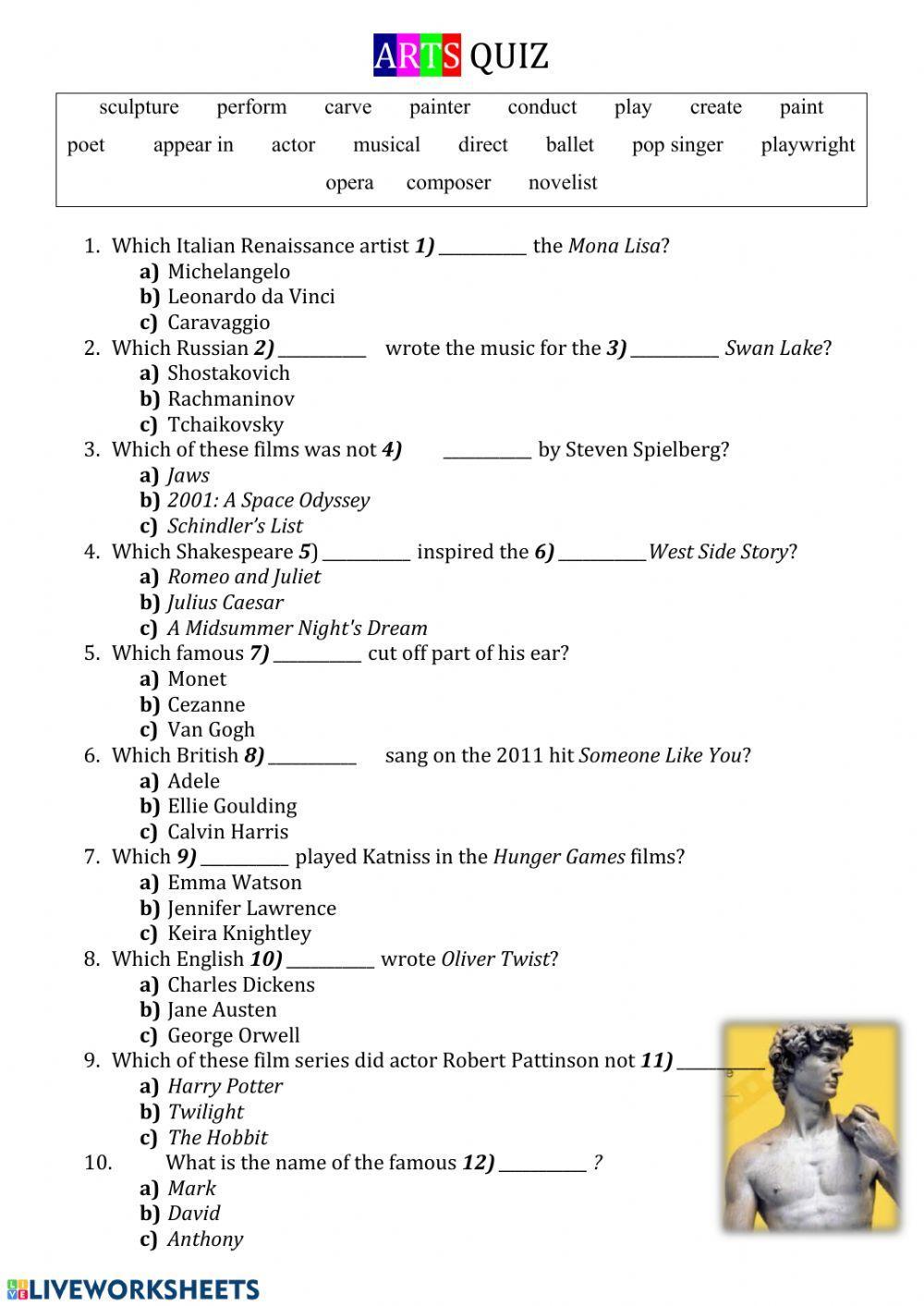 ARTS Quiz from Solutions Intermediate 2rd edition