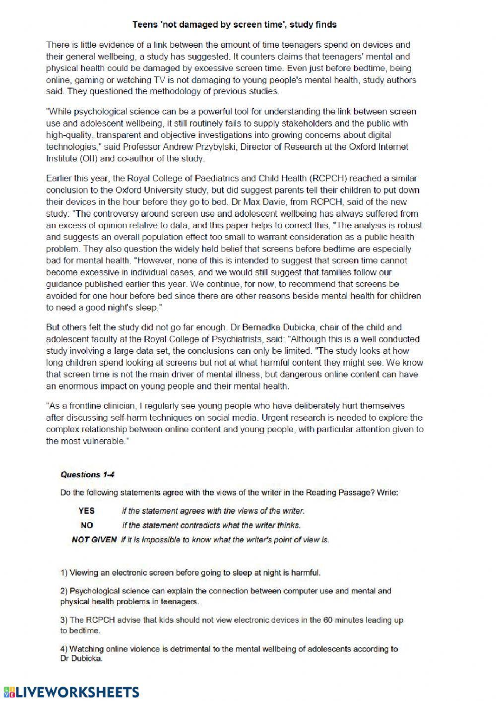 Yes-No-Not Given IELTS Reading