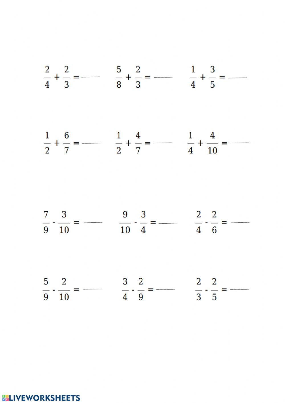 Suma y resta fracciones