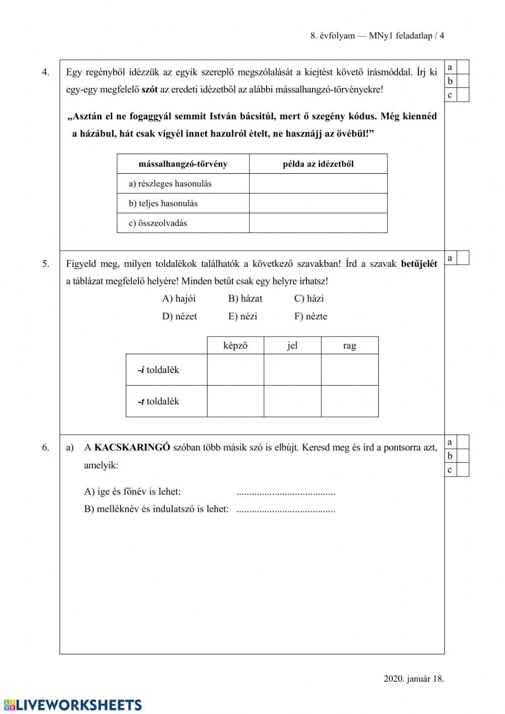 Felvételi-Magyar nyelv 8.