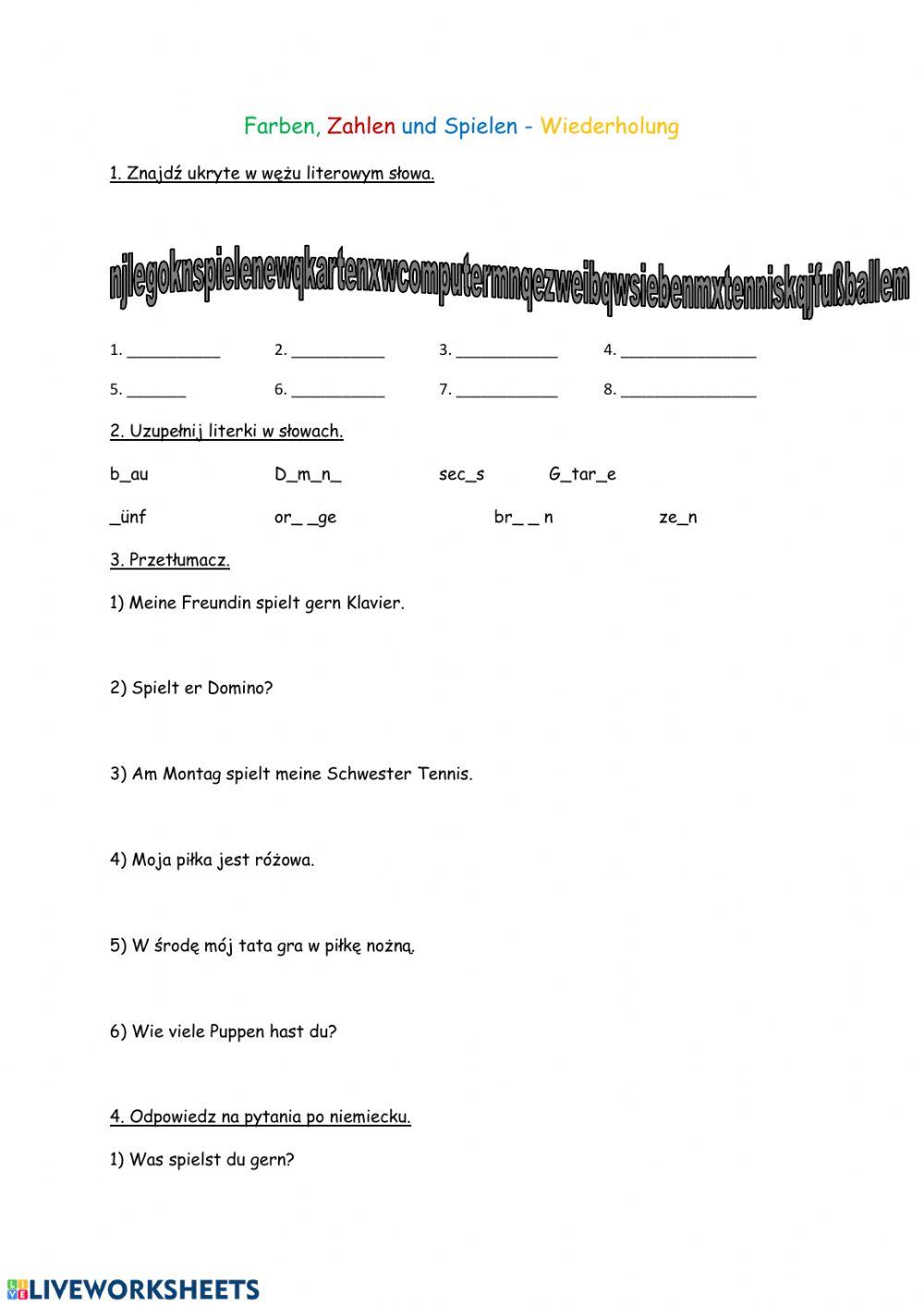 Farben, Zahlen, Spielen