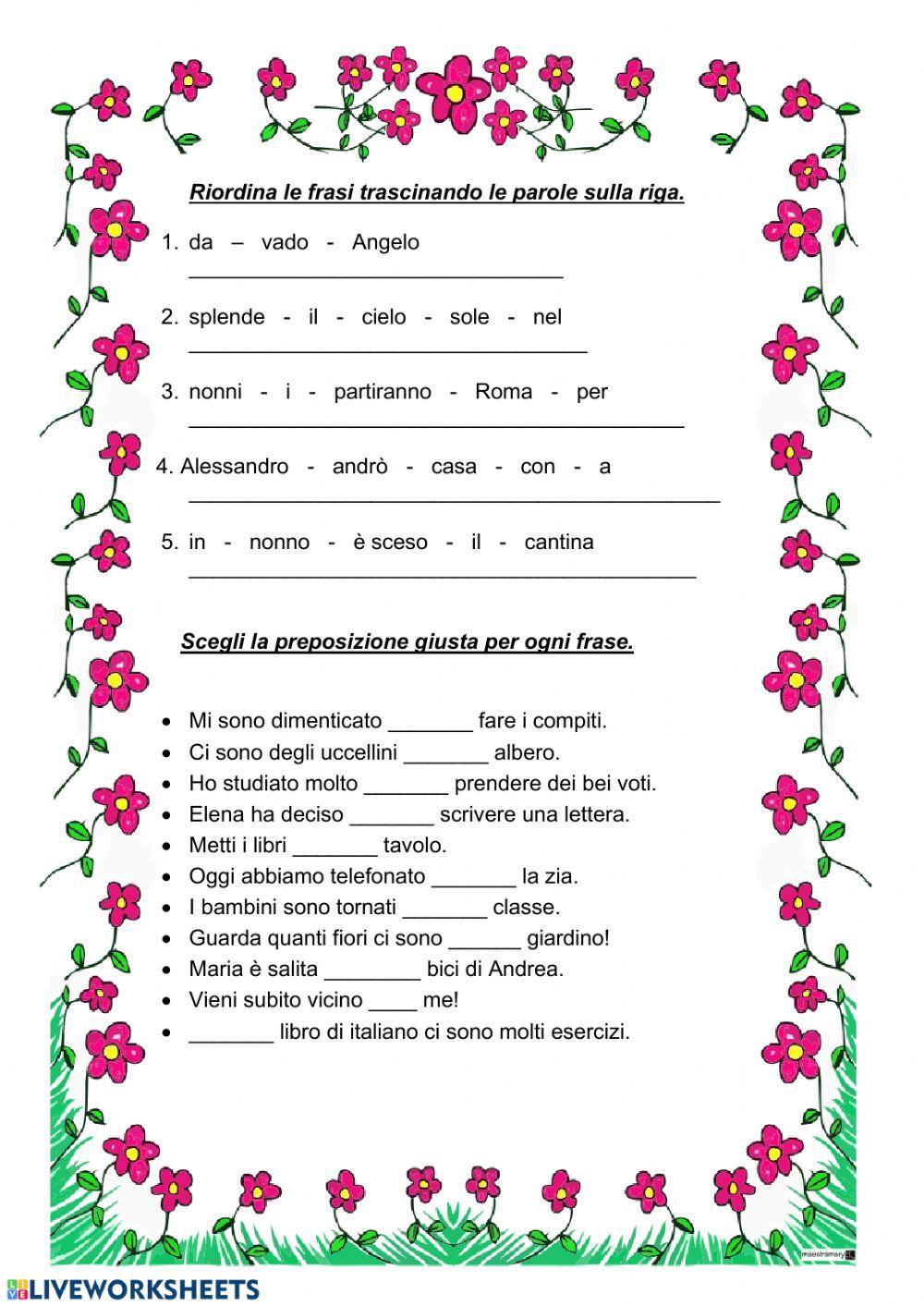 Esercizi con le preposizioni e logica