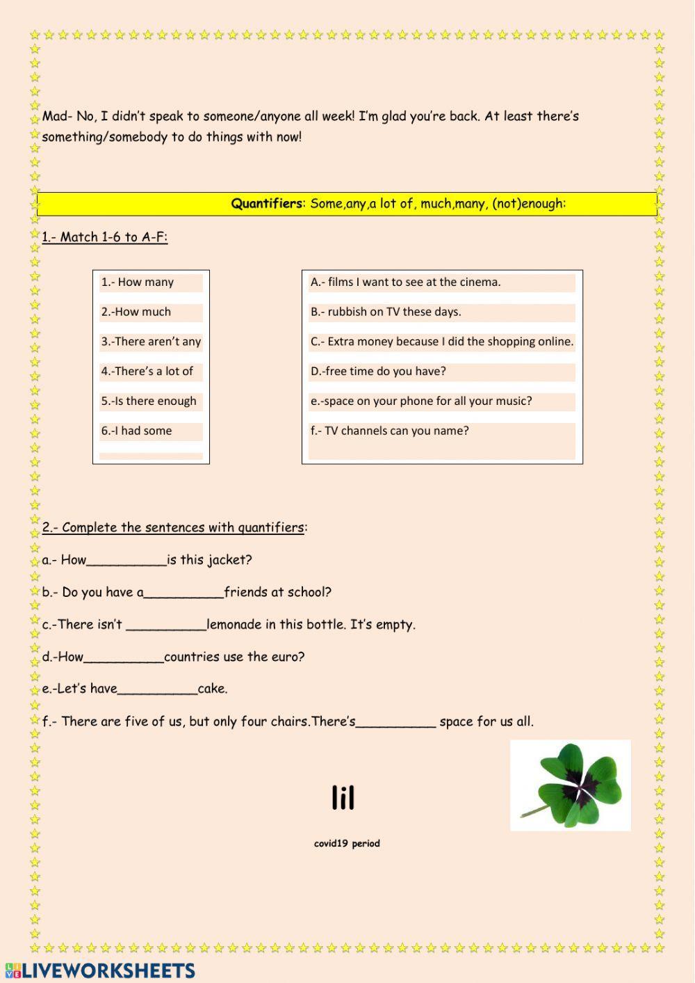 Indefinite pronouns &quantifieres