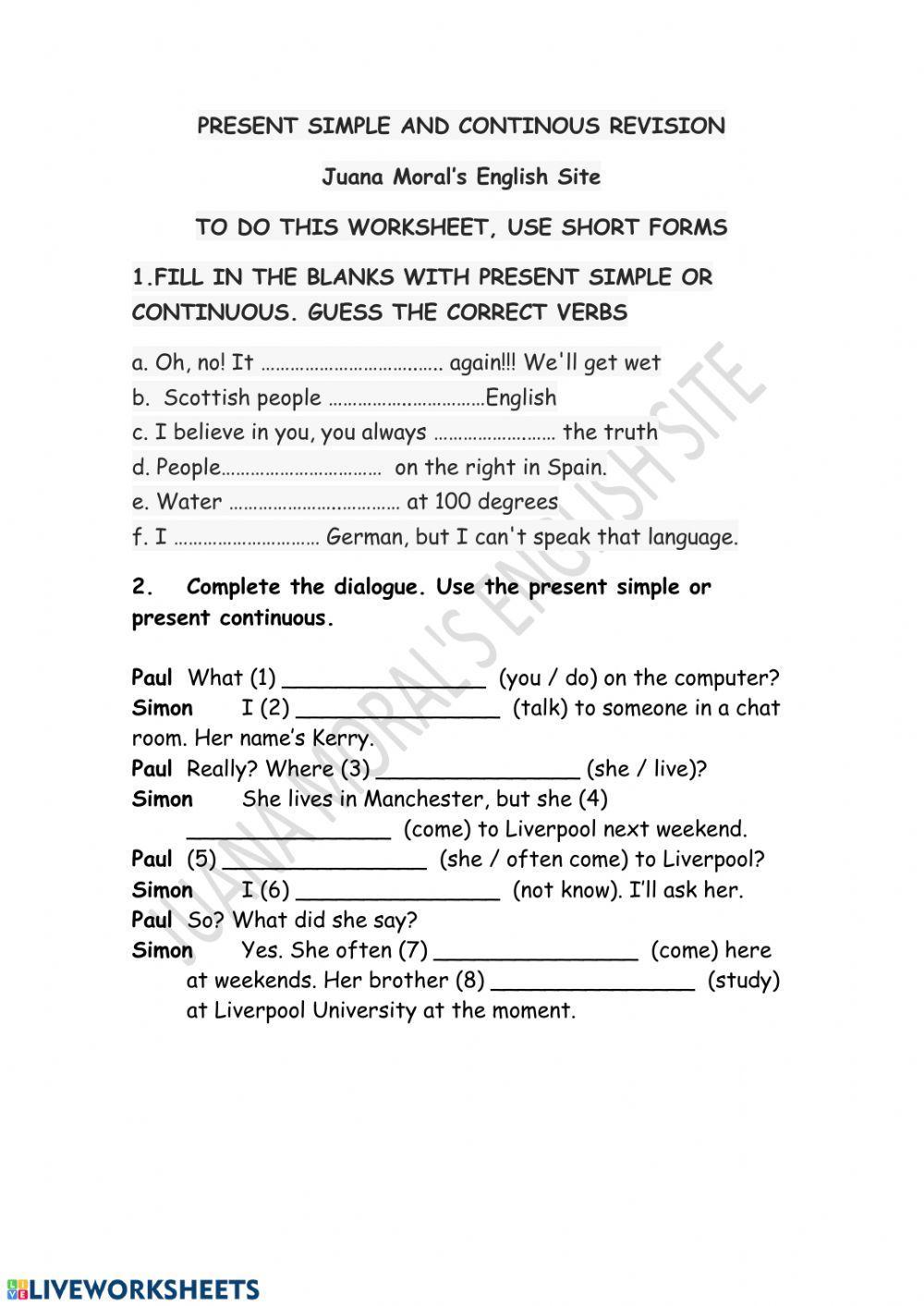 Present simple vs present continuous