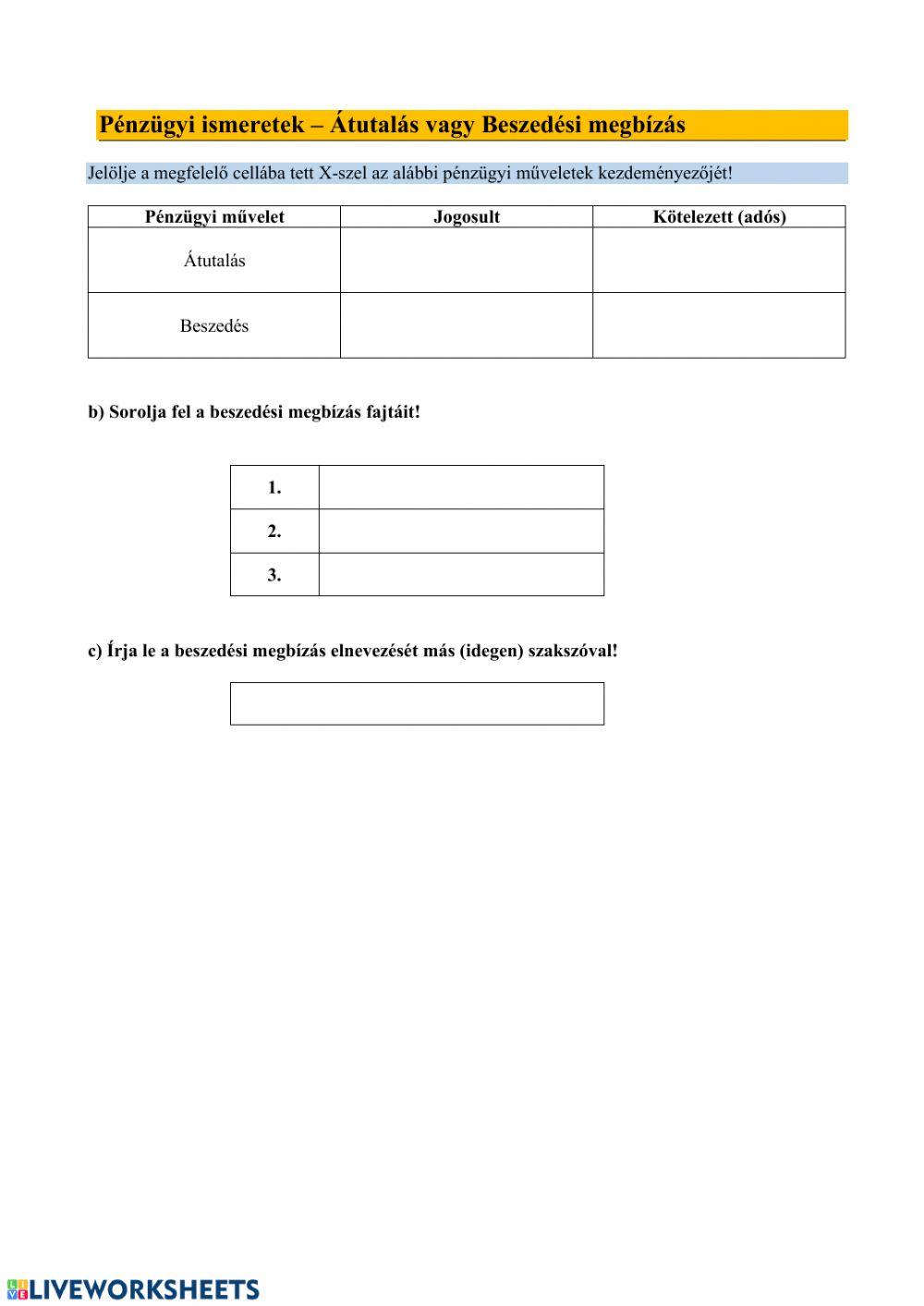 Pénzügy -beszedési megbízás vagy átutalás