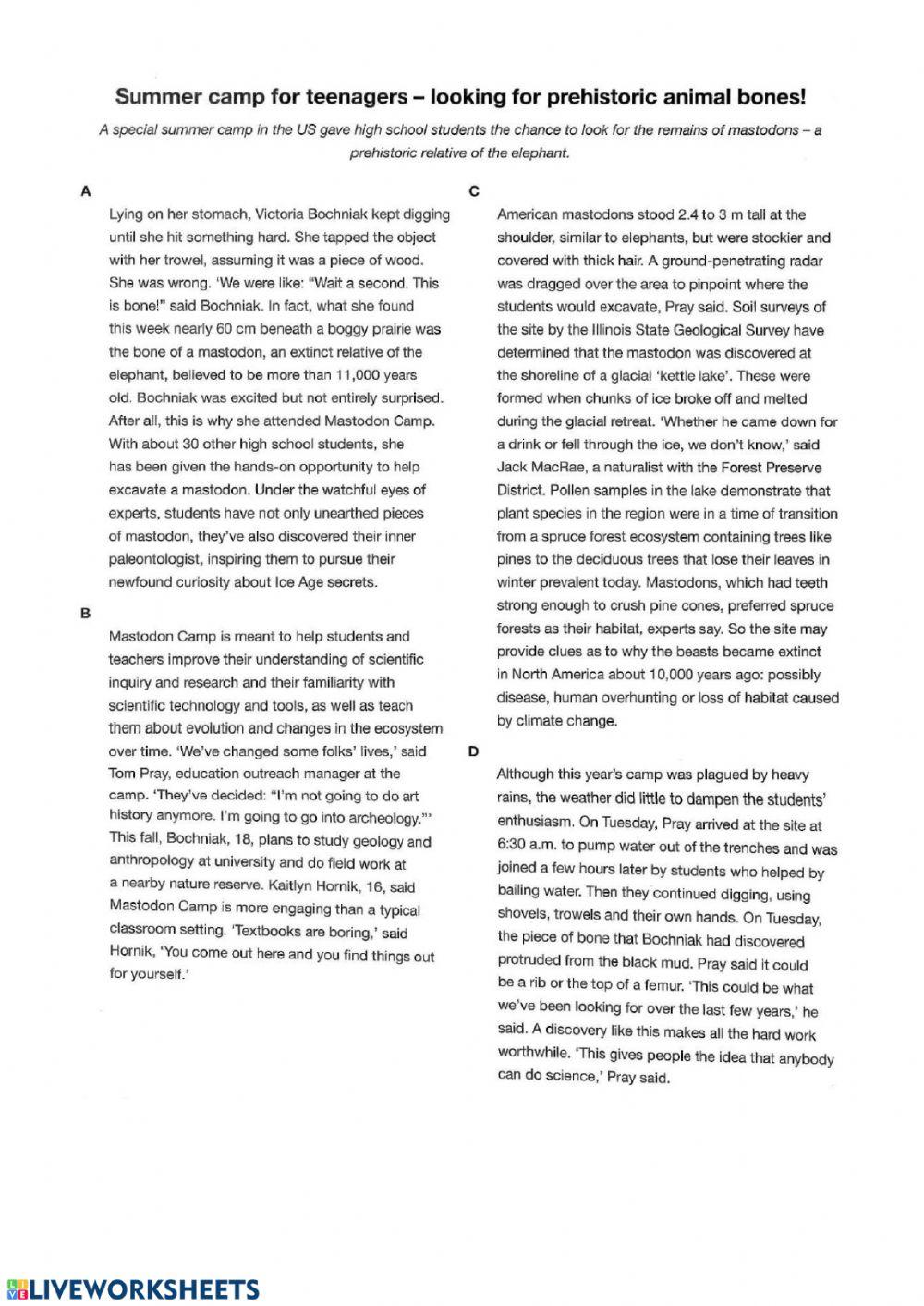 Fce reading comprehension