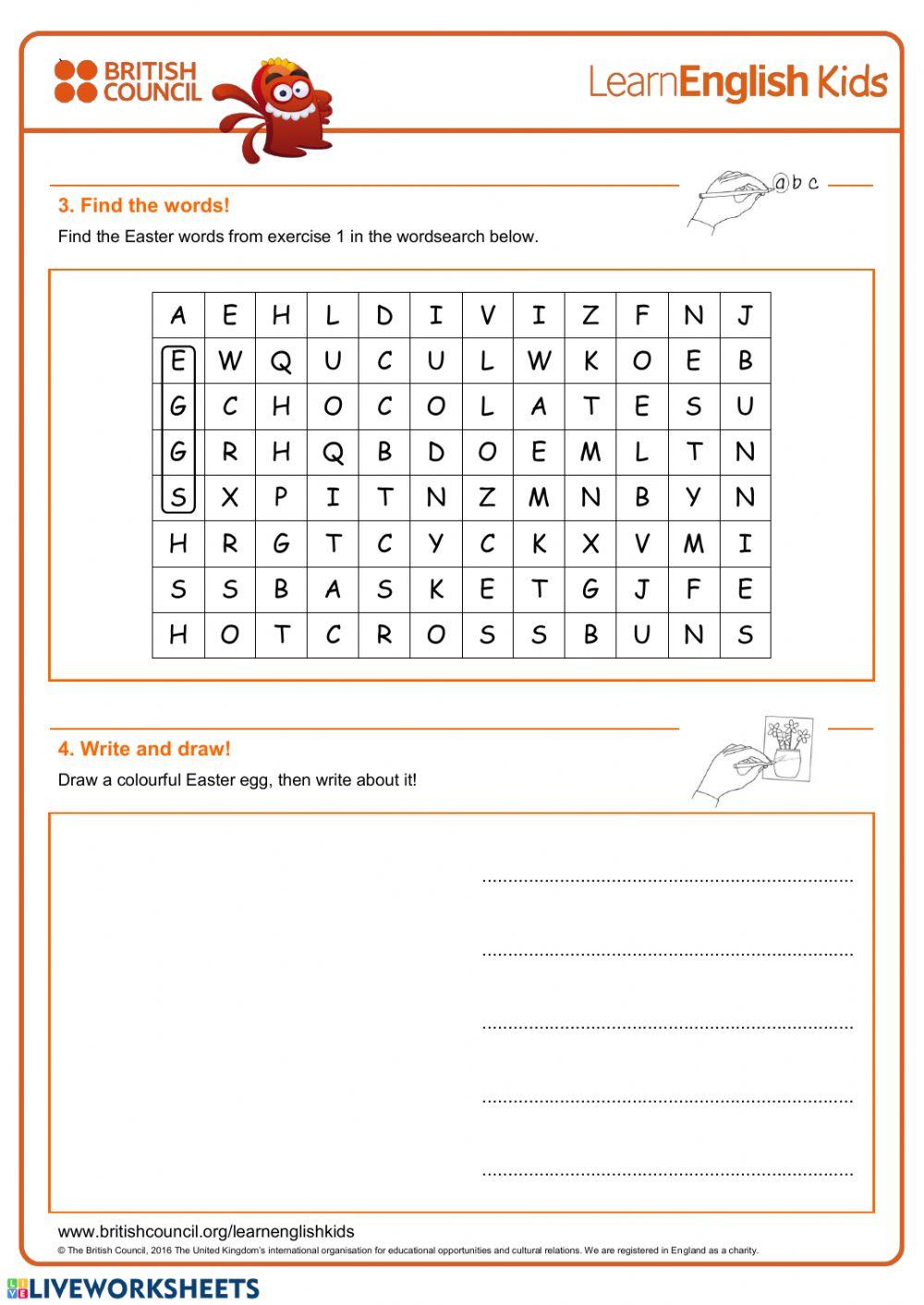 Worksheet about Easter