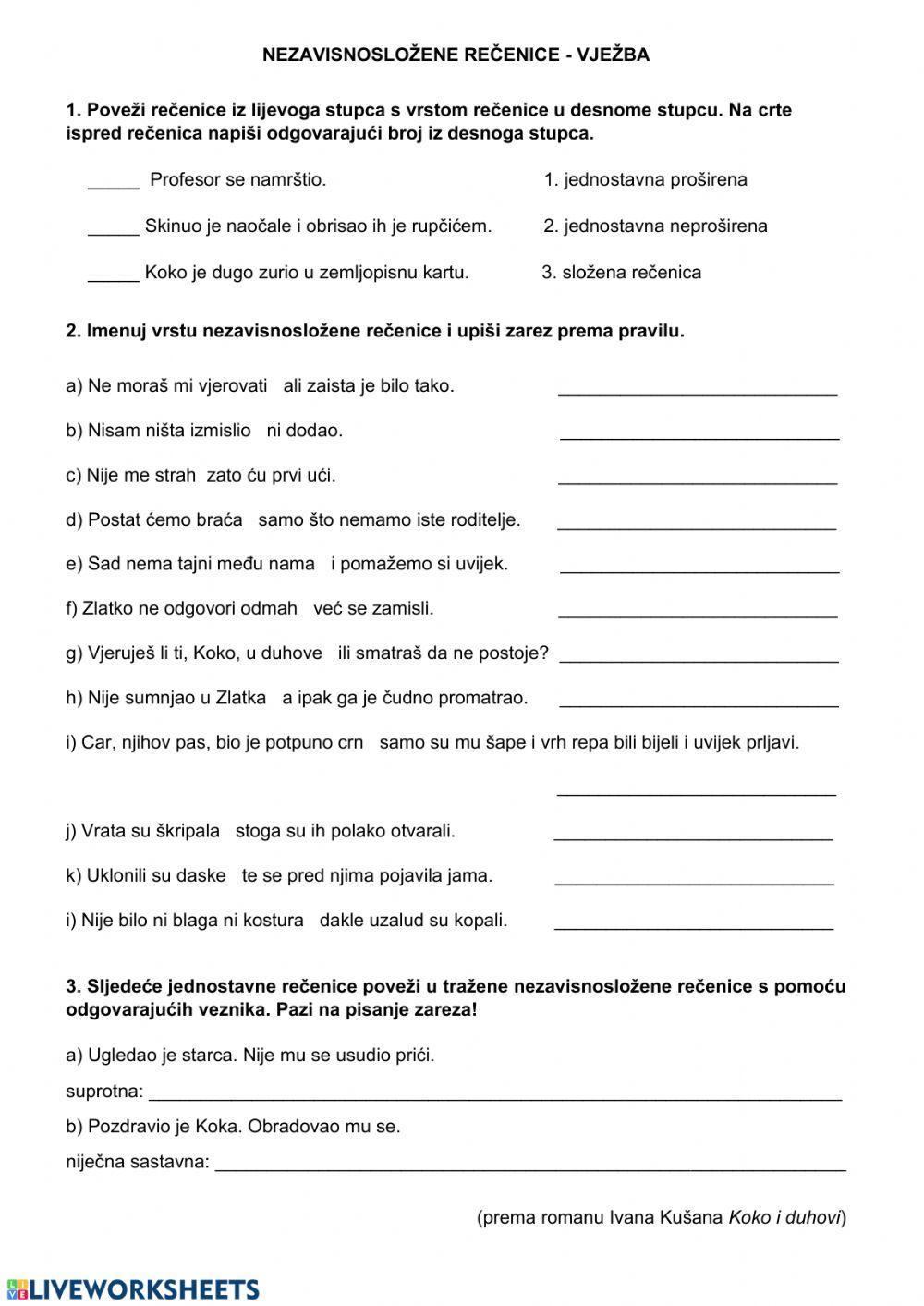 Nezavisnosložene rečenice