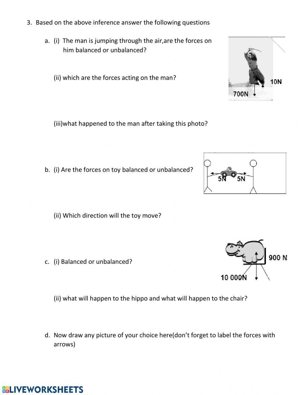 Balanced and unbalanced forces