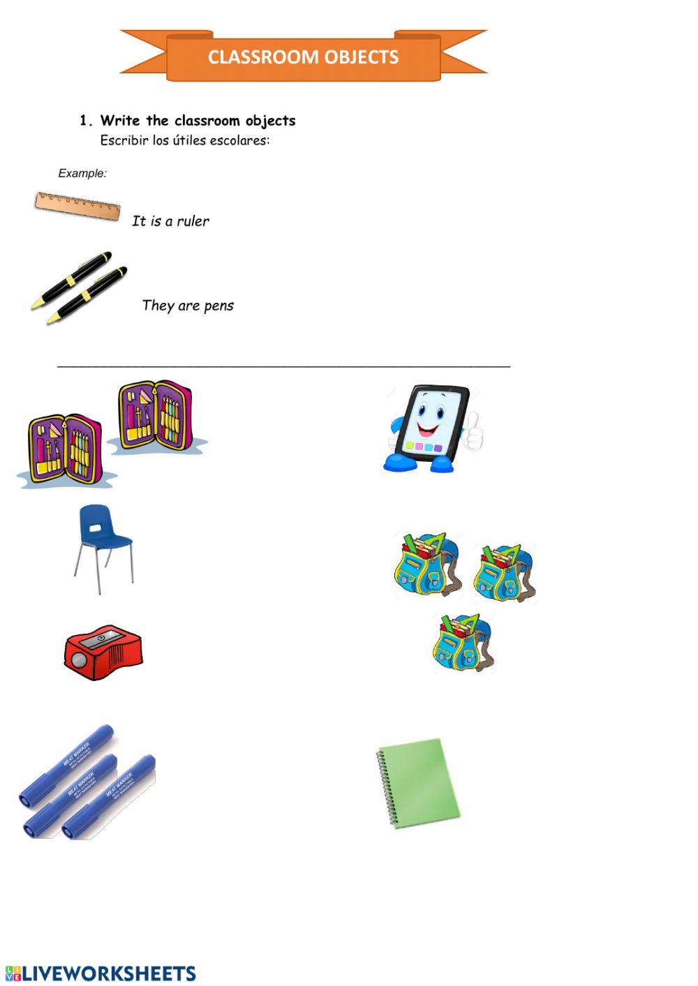 classroom-objects-free-exercise-live-worksheets