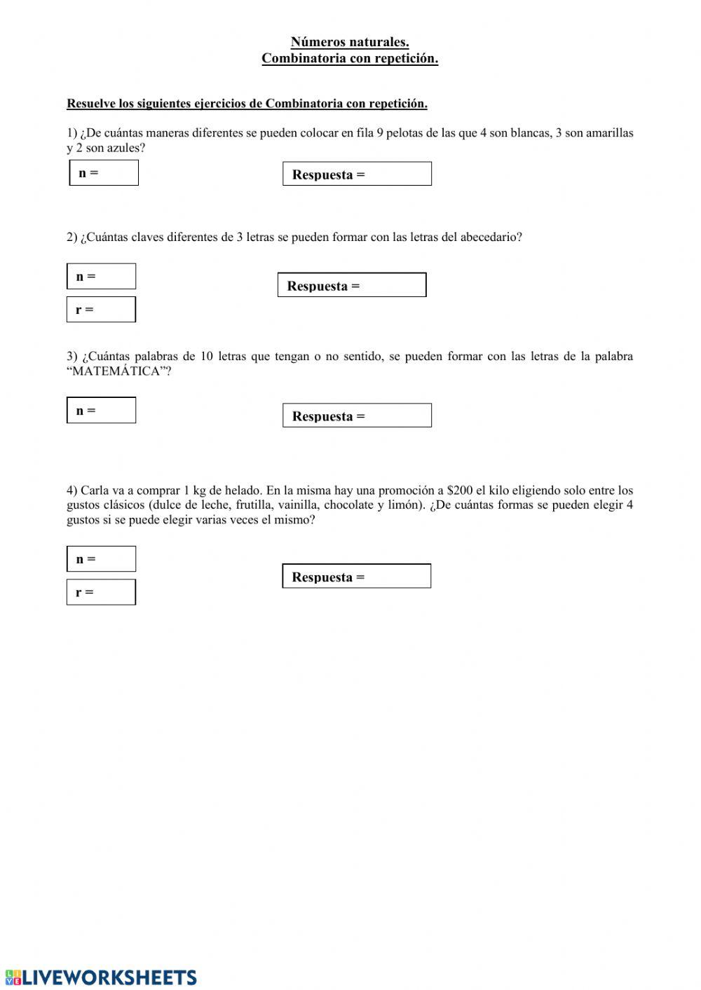 Combinatoria con repetición