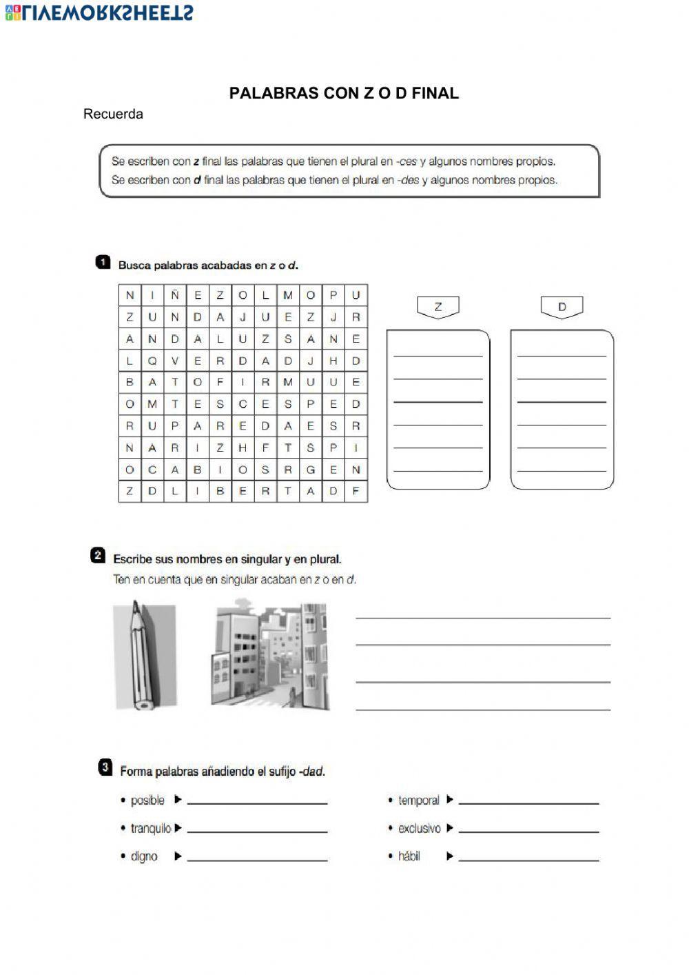 Ortografía palabras con z o d final