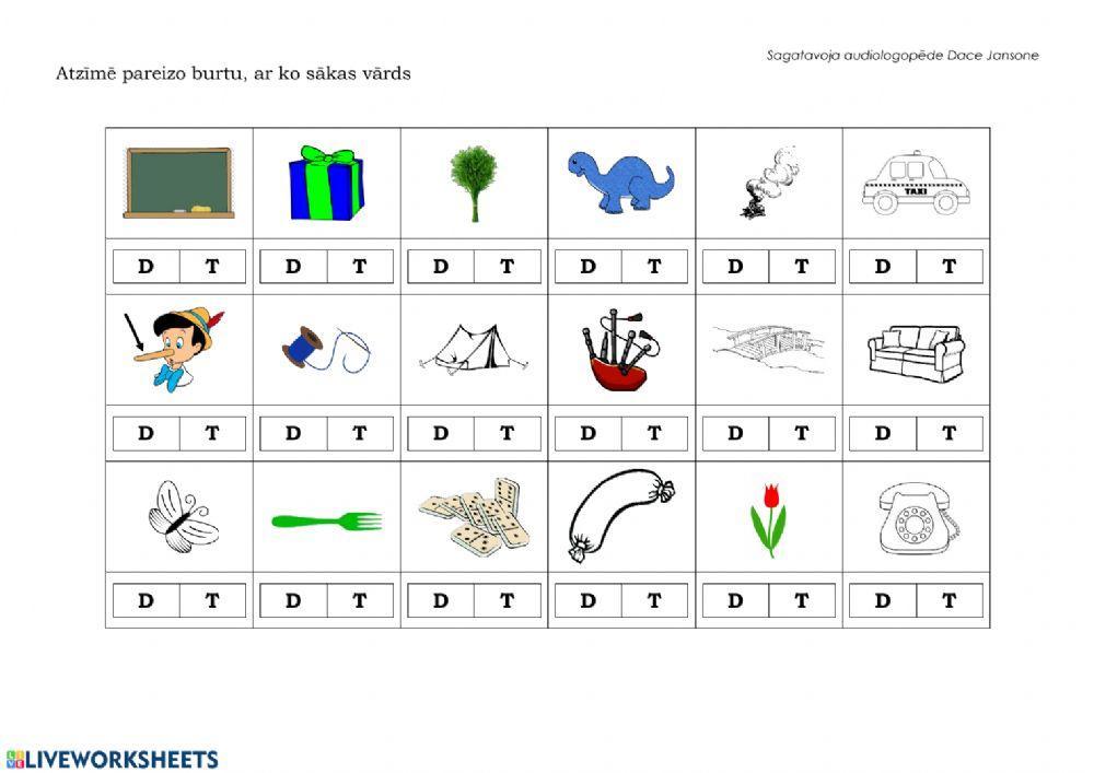 D un T diferencēšana vārda sākumā