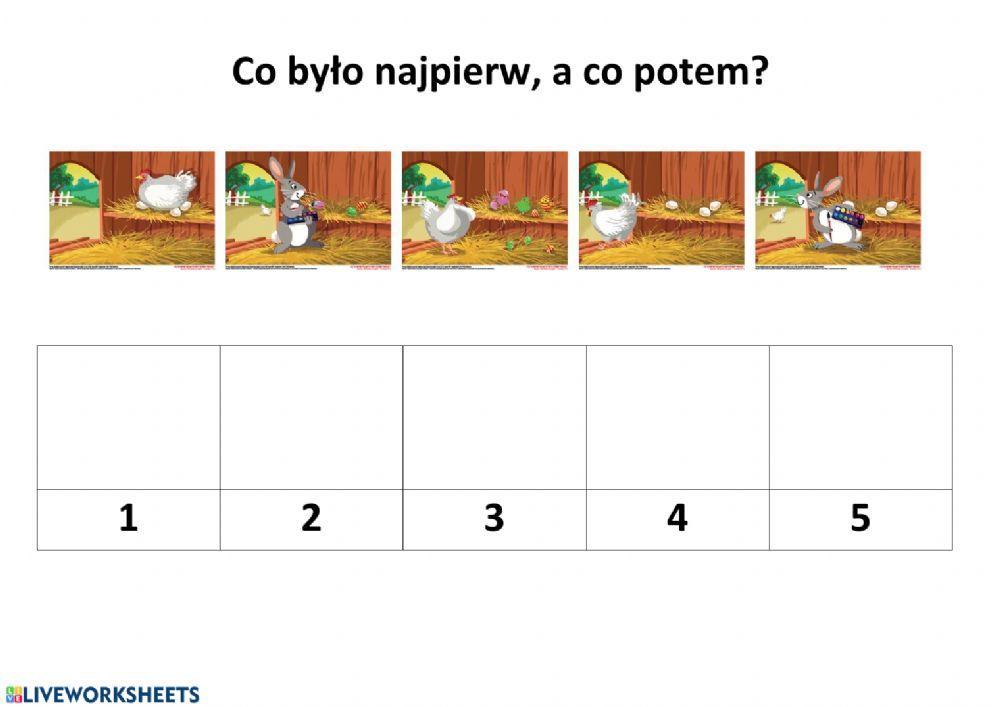 Historyjka Obrazkowa Zajączki Malują Jajka Historyjka obrazkowa interactive worksheet | Live Worksheets