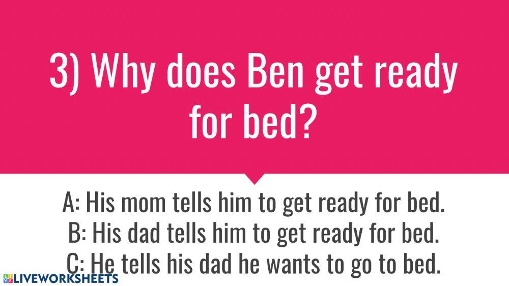Time For Bed Quiz worksheet Live Worksheets